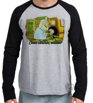 Camiseta manga longa Infantil ou Adulto Irmão do Jorel Vovó Juju abacate - Foto 2