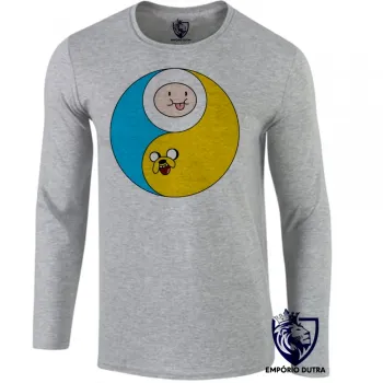 Camiseta manga longa Infantil ou Adulto Jake Finn hora aventura redondo