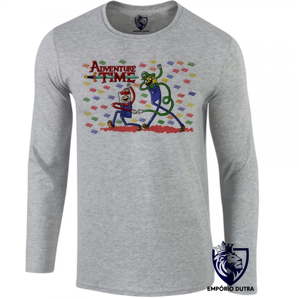 Camiseta manga longa Infantil ou Adulto Jake Finn Mario Luigi Imagem