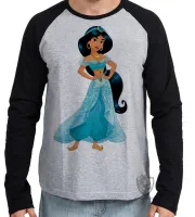 Camiseta manga longa Infantil ou Adulto Jasmine princesa disney Aladin - Foto 2