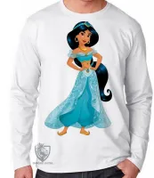 Camiseta manga longa Infantil ou Adulto Jasmine princesa disney Aladin - Foto 3