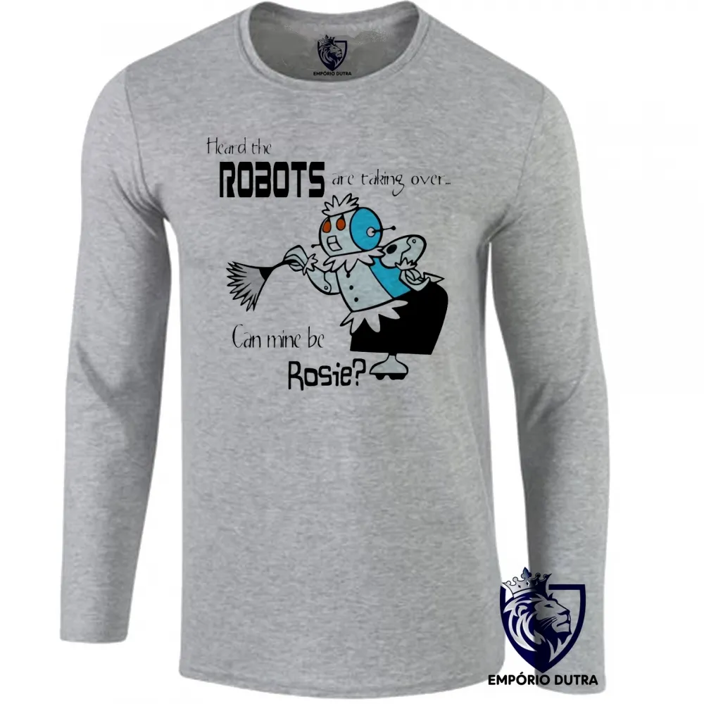 Camiseta manga longa Infantil ou Adulto Jetson Can mine be Rosie robo