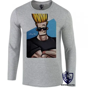 Camiseta manga longa Infantil ou Adulto Johnny Bravo cabelo mtv