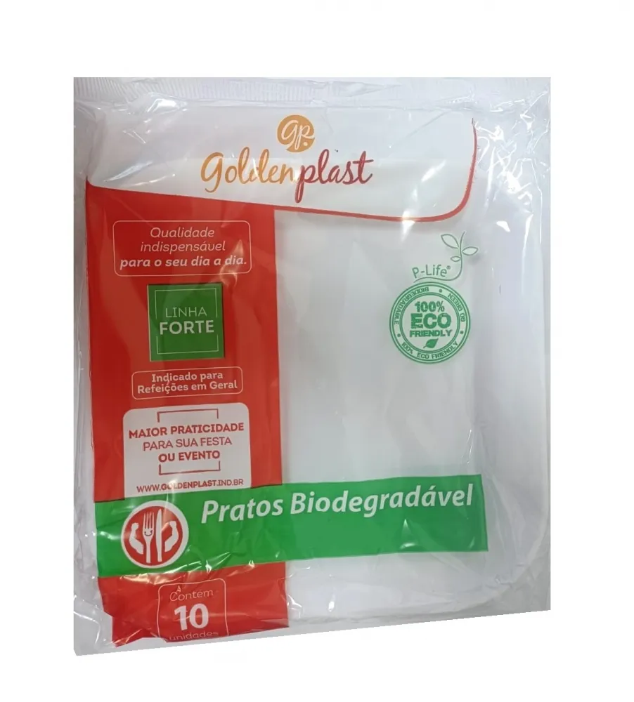 Prato Quadrado 15cm Branco Acrílico Golden Plast 30X10un
