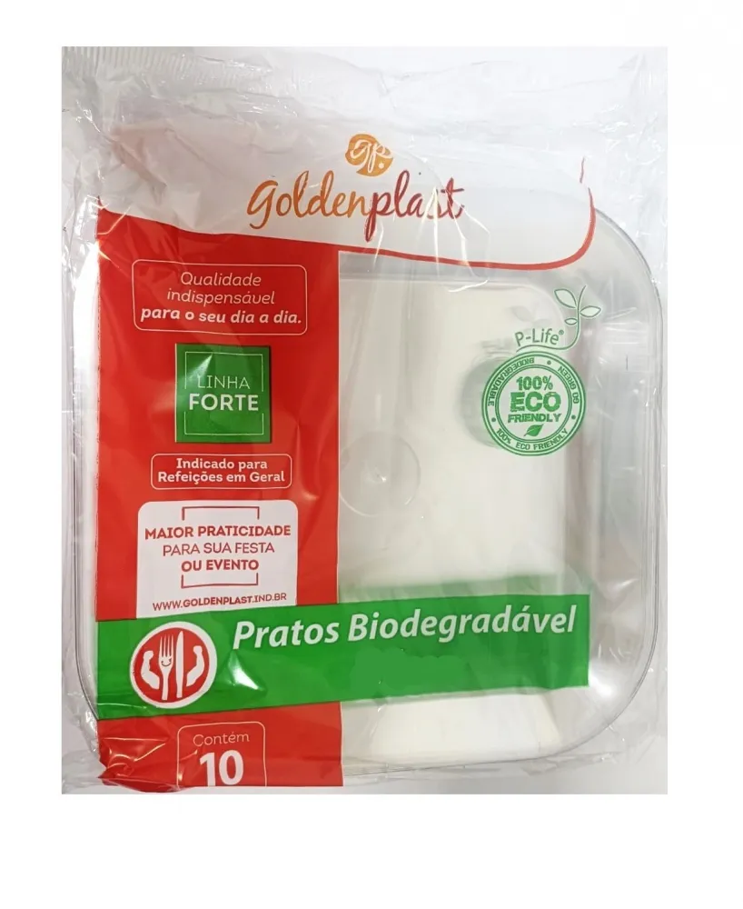 Prato Quadrado 21cm Cristal Acrílico Golden Plast 20X10un