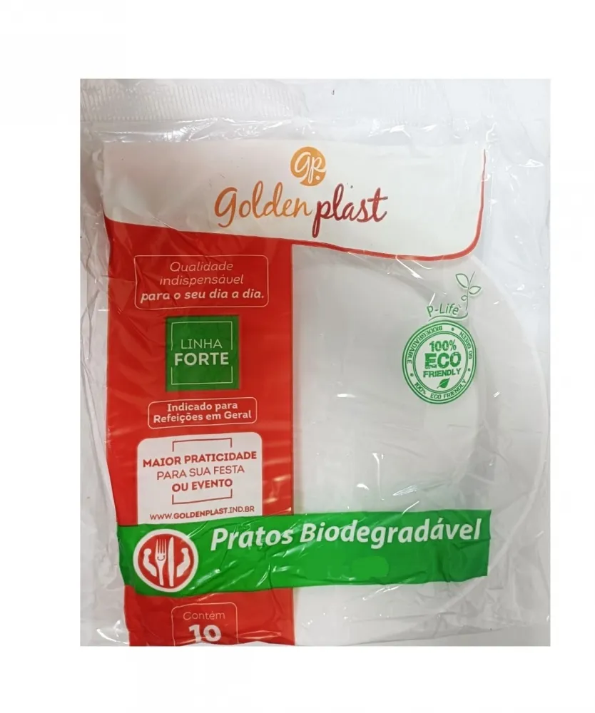 Prato Redondo 15cm Branco Acrílico Golden Plast 30X10un