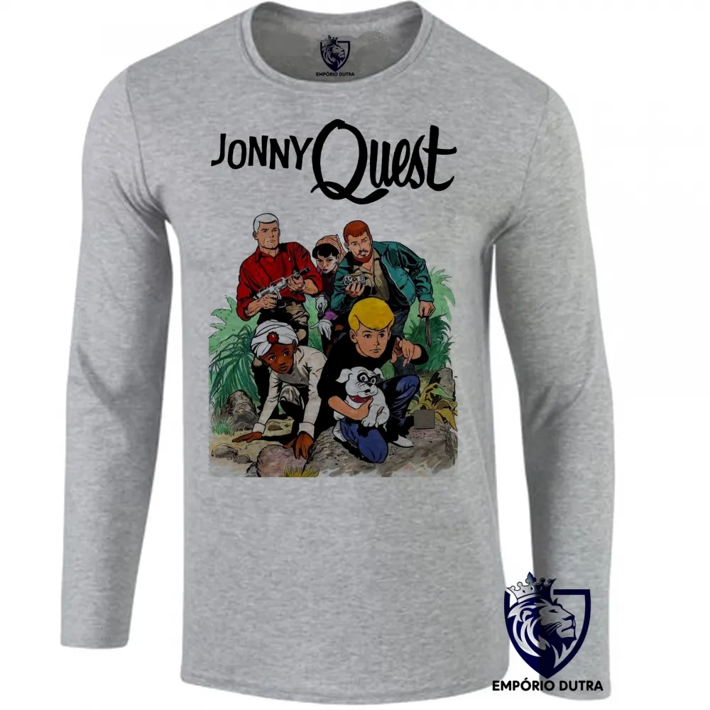 Camiseta manga longa Infantil ou Adulto Jonny quest desenho aventura ação antigo