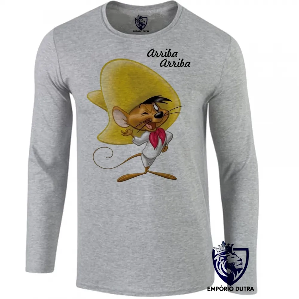 Camiseta manga longa Infantil ou Adulto Ligeirinho rato desenho