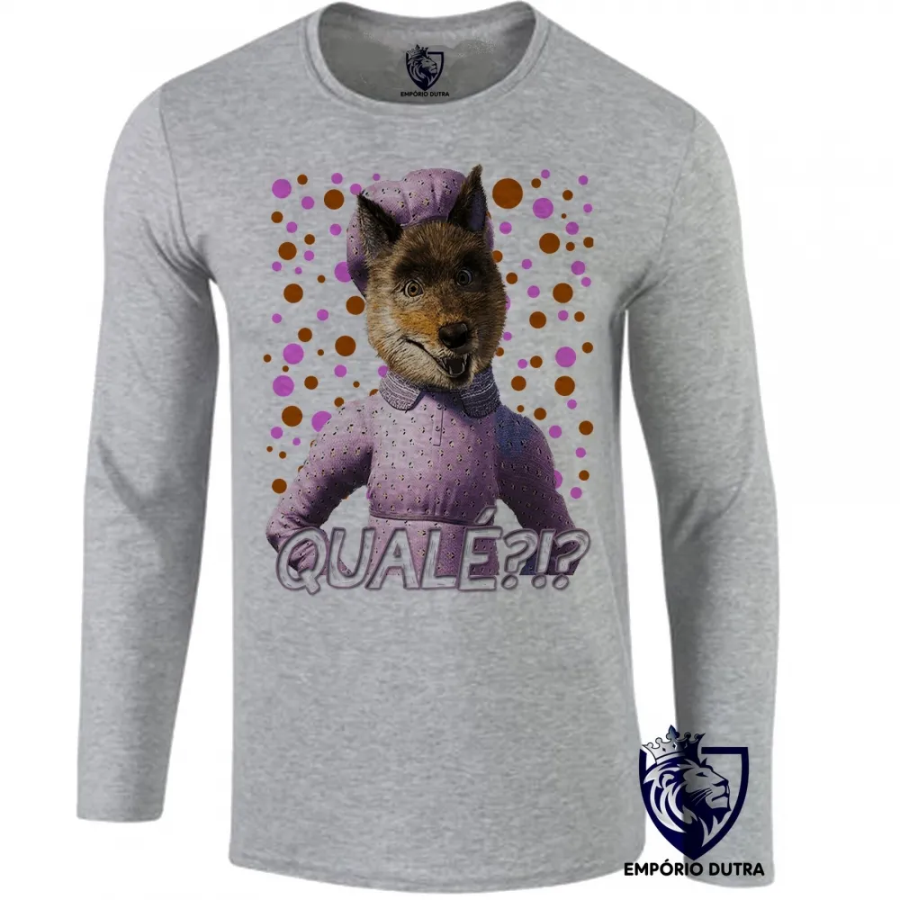 Camiseta manga longa Infantil ou Adulto lobo mau Shrek qualé Imagem