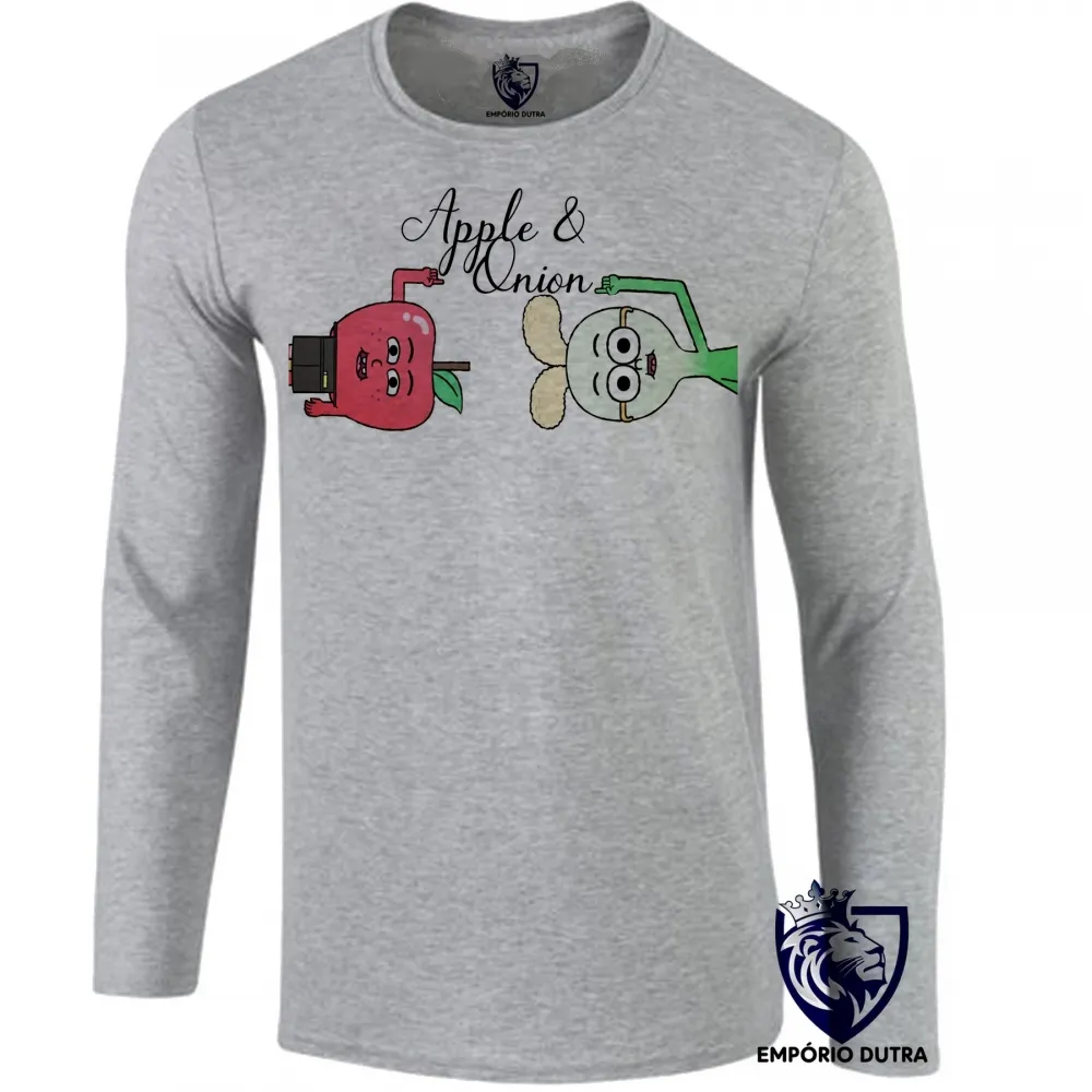 Camiseta manga longa Infantil ou Adulto Maçã e Cebola desenho animado