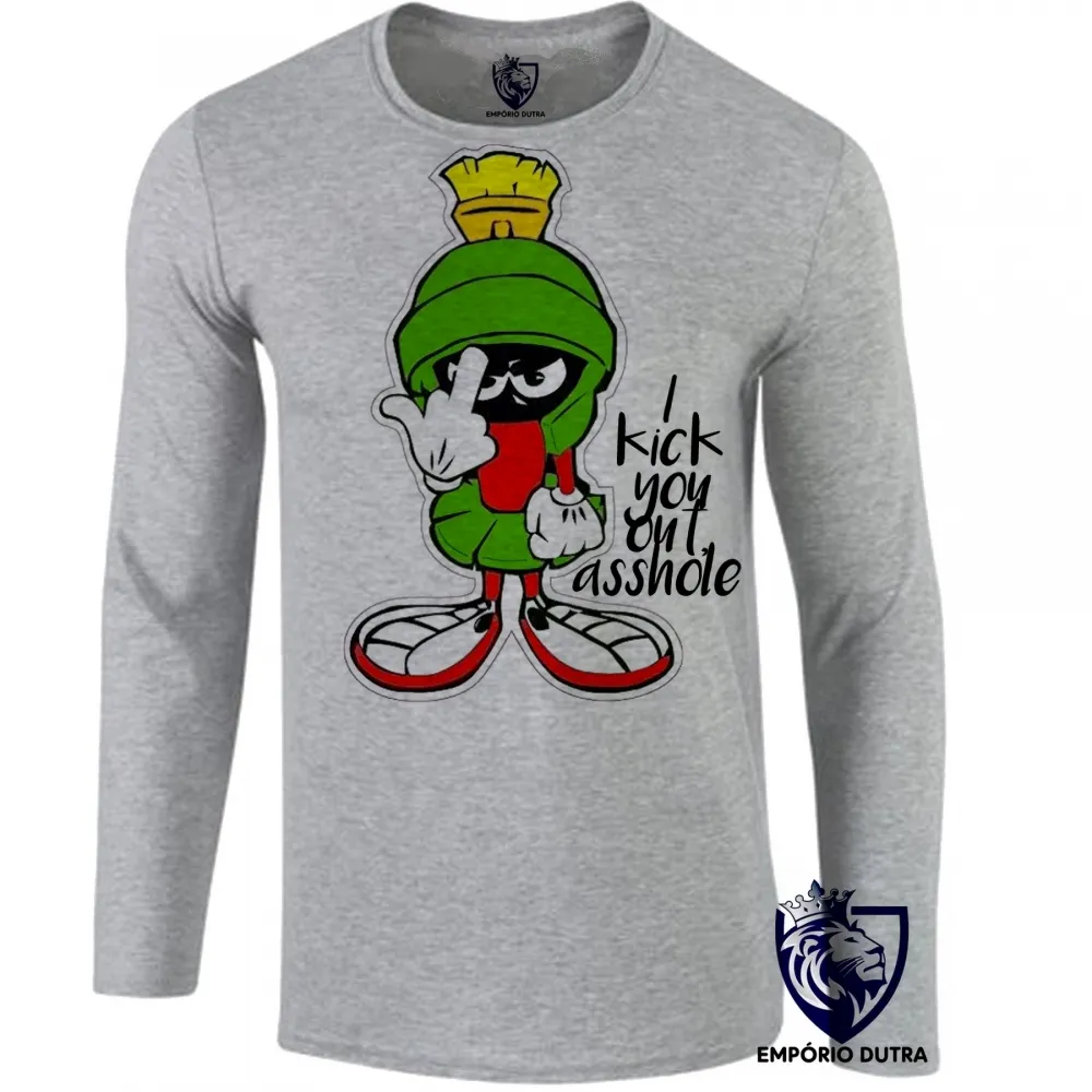 Camiseta manga longa Infantil ou Adulto Marvin marciano pernalonga nasa