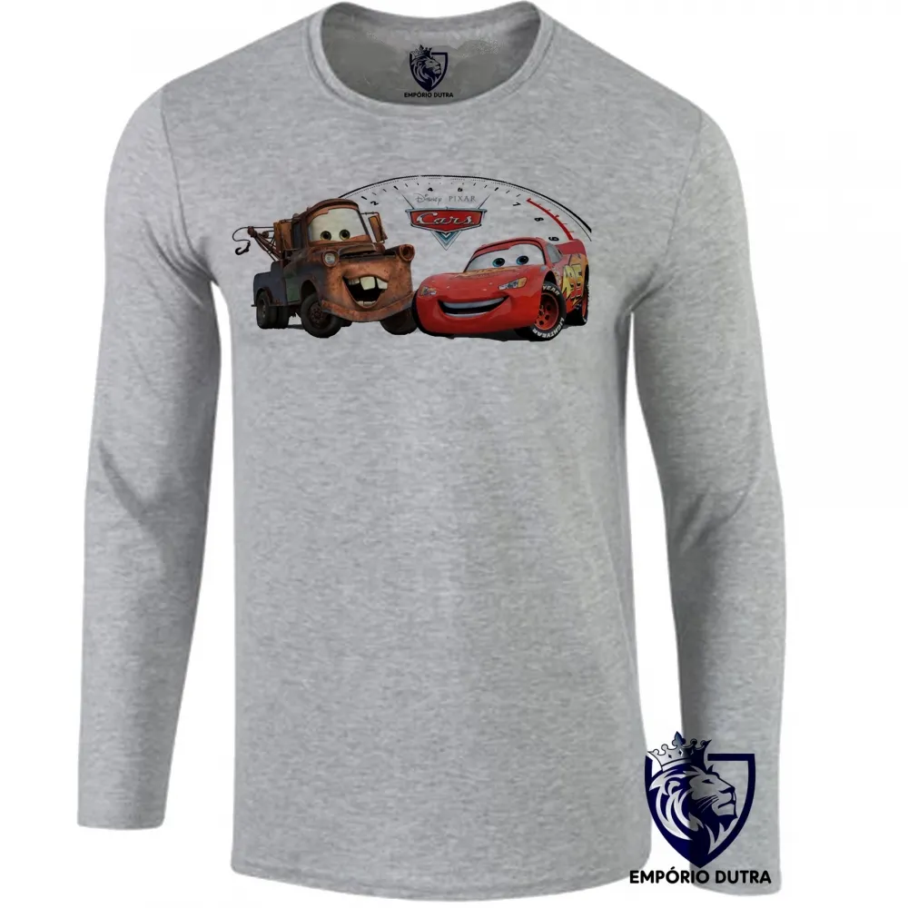 Camiseta manga longa Infantil ou Adulto McQueen Mate cars carros