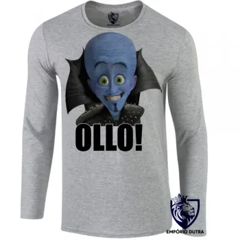 Camiseta manga longa Infantil ou Adulto megamente super herói azul