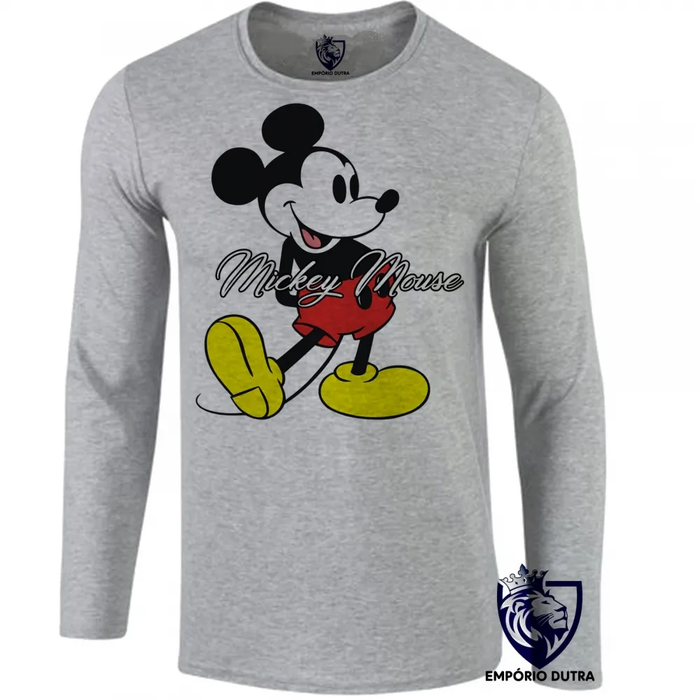 Camiseta manga longa Infantil ou Adulto Mickey Mouse antigo Disney