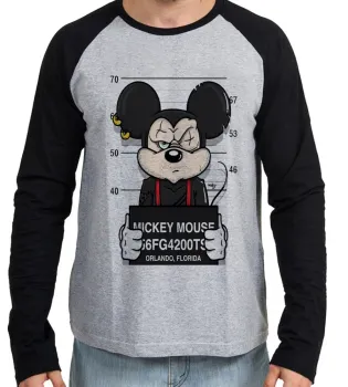 Camiseta manga longa Infantil ou Adulto Mickey mouse disney preso - Foto 2