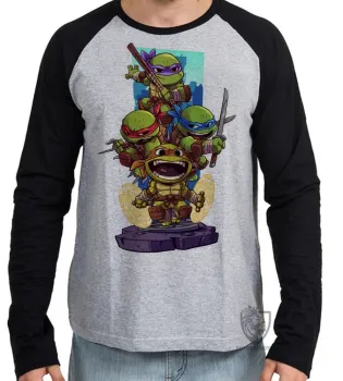 Camiseta manga longa Infantil ou Adulto tartaruga ninja - Foto 2