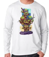 Camiseta manga longa Infantil ou Adulto tartaruga ninja - Foto 3
