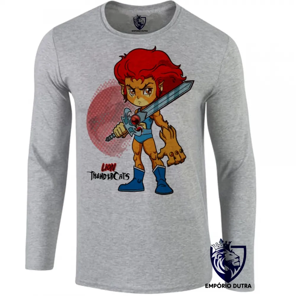Camiseta manga longa Infantil ou Adulto Thundercats Lion leão gato cat