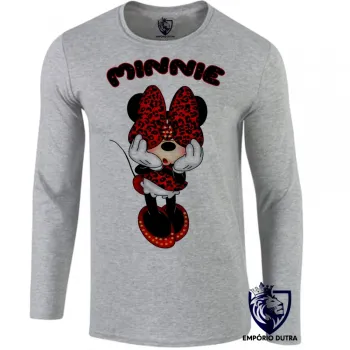 Camiseta manga longa Infantil ou Adulto Minnie mouse tope rosto mickey disney