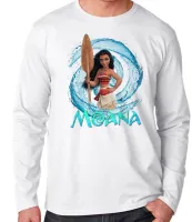 Camiseta manga longa Infantil ou Adulto Moana princesa disney mar aventuras - Foto 3
