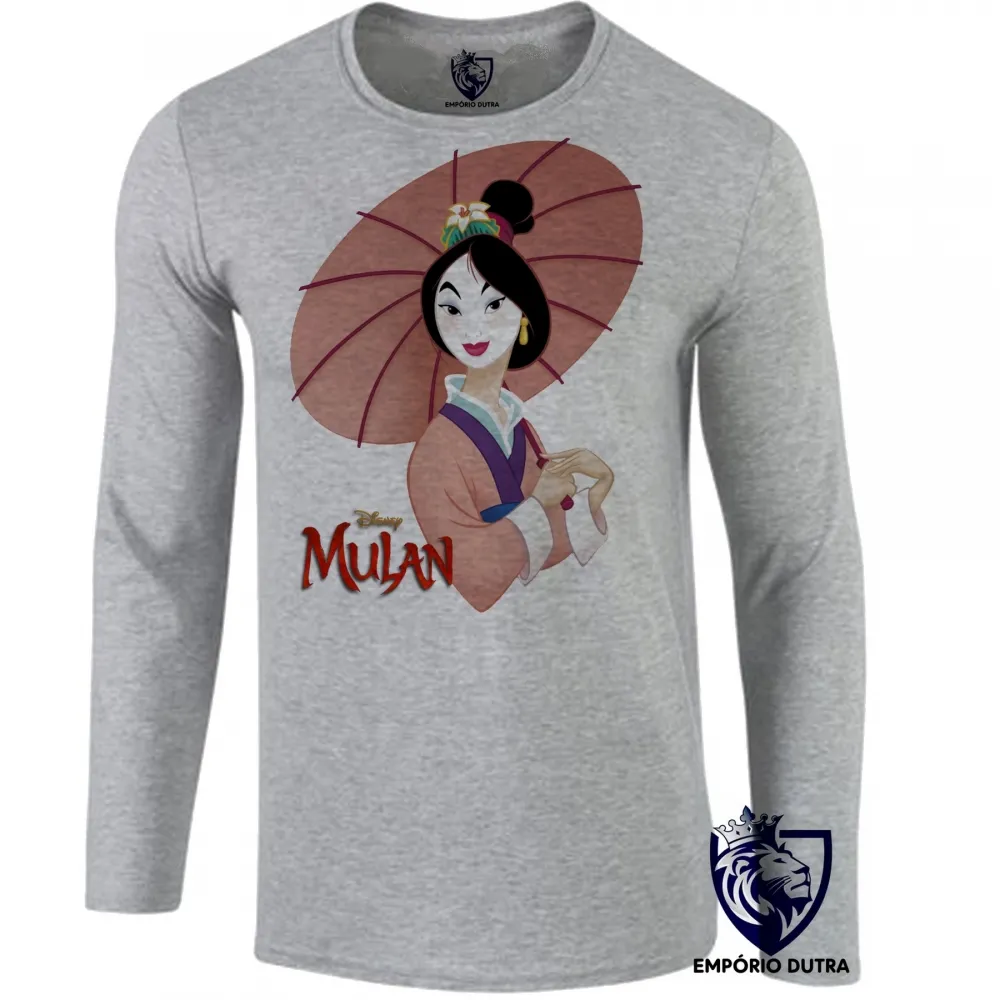 Camiseta manga longa Infantil ou Adulto Mulan princesa japão Imagem