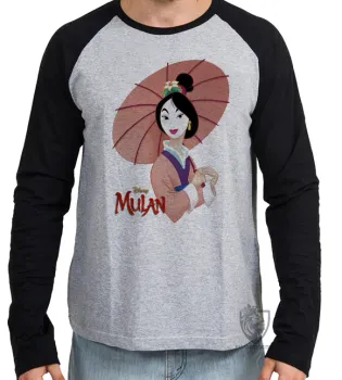Camiseta manga longa Infantil ou Adulto Mulan princesa japão - Foto 2