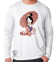 Camiseta manga longa Infantil ou Adulto Mulan princesa japão - Foto 3