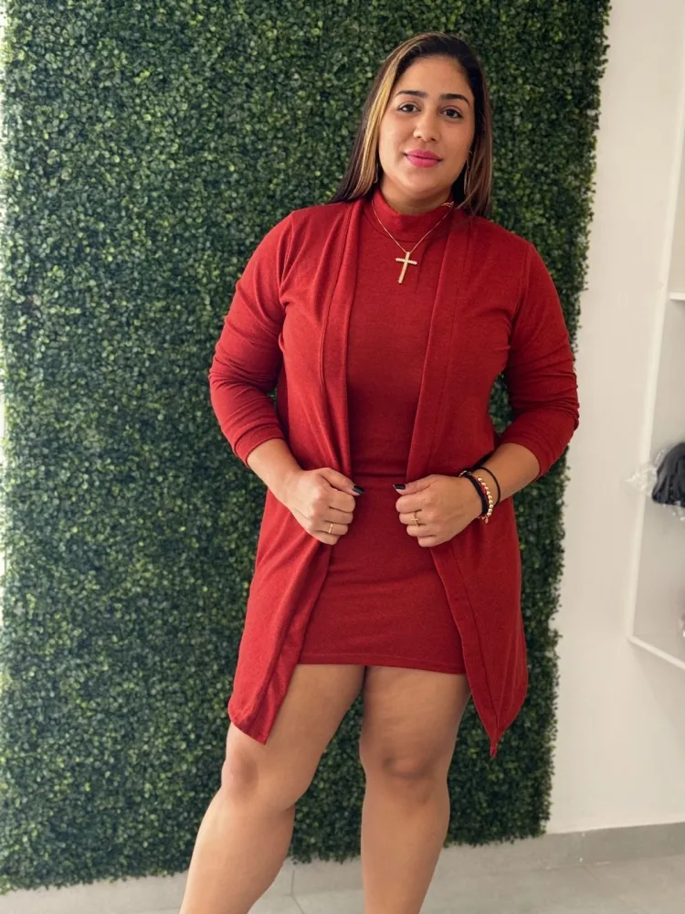 Conjunto Vestido + Cardigan Fernanda