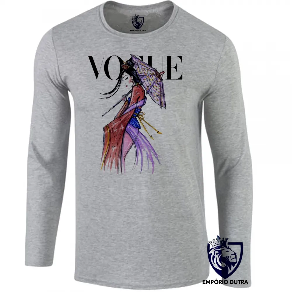 Camiseta manga longa Infantil ou Adulto Mulan disney japonesa Imagem