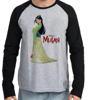 Camiseta manga longa Infantil ou Adulto Mulan princesa verde - Foto 2