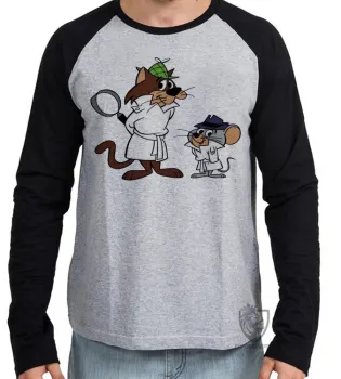 Camiseta manga longa Infantil ou Adulto Olho Vivo e Faro Fino gato e rato detetive hanna barbera - Foto 2