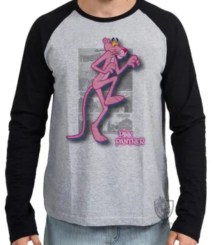 Camiseta manga longa Infantil ou Adulto Pantera cor de rosa hq - Foto 2