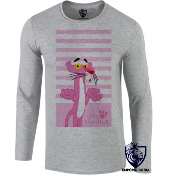 Camiseta manga longa Infantil ou Adulto Pantera cor de rosa mãos