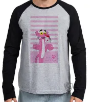 Camiseta manga longa Infantil ou Adulto Pantera cor de rosa mãos - Foto 2