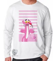 Camiseta manga longa Infantil ou Adulto Pantera cor de rosa mãos - Foto 3
