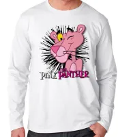 Camiseta manga longa Infantil ou Adulto Pantera Cor de Rosa desenho - Foto 3