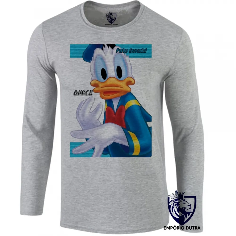 Camiseta manga longa Infantil ou Adulto Pato Donald quack amigo mickey Imagem