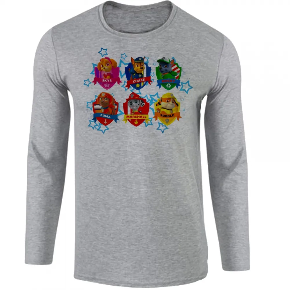 Camiseta manga longa Infantil ou Adulto Patrulha Canina nomes Imagem