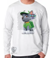 Camiseta manga longa Infantil ou Adulto Patrulha Canina Rocky - Foto 2