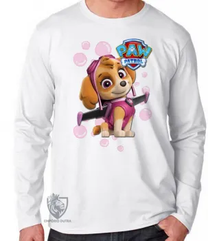 Camiseta manga longa Infantil ou Adulto Patrulha Canina Skie - Foto 2