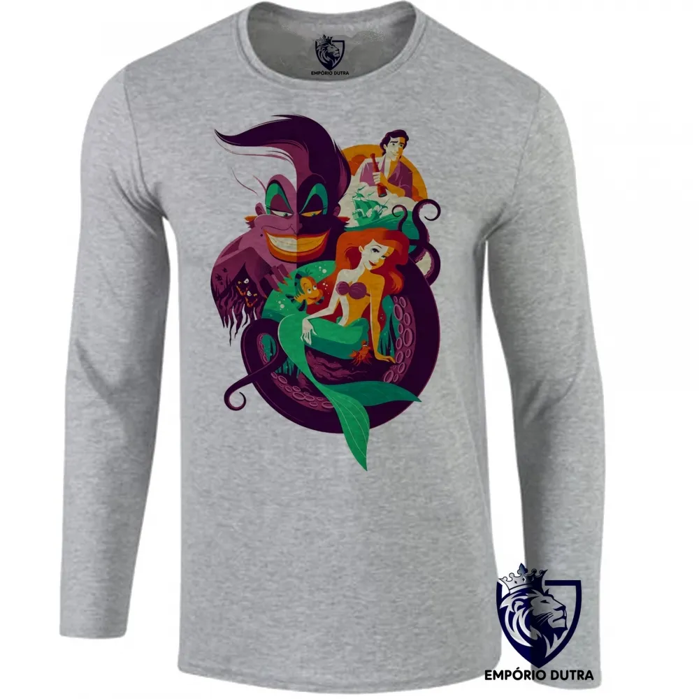 Camiseta manga longa Infantil ou Adulto Pequena Sereia