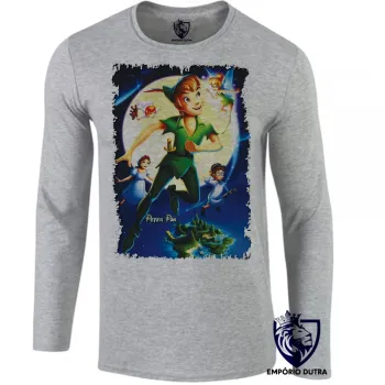 Camiseta manga longa Infantil ou Adulto Peter Pan e fada sininho
