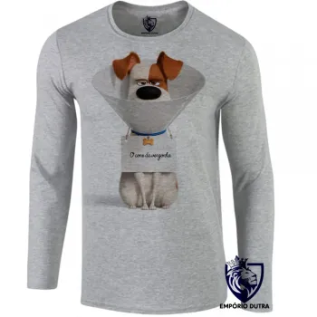 Camiseta manga longa Infantil ou Adulto Pets Max Cone cachorro