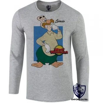 Camiseta manga longa Infantil ou Adulto Pica Pau Leôncio Leão Marinho