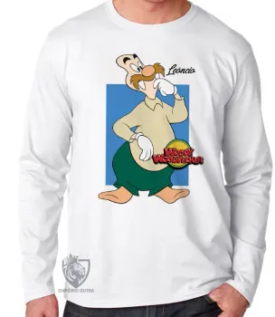 Camiseta manga longa Infantil ou Adulto Pica Pau Leôncio Leão Marinho - Foto 2