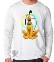 Camiseta manga longa Infantil ou Adulto Pluto cachorro pateta mickey - Foto 3