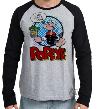 Camiseta manga longa Infantil ou Adulto Popeye espinafre lata redondo olivia - Foto 2