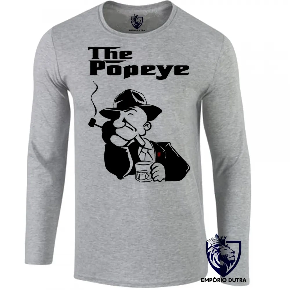 Camiseta manga longa Infantil ou Adulto Popeye poderoso chefão the godfather