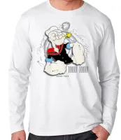 Camiseta manga longa Infantil ou Adulto Popeye sailor marinheiro mar brutus - Foto 3