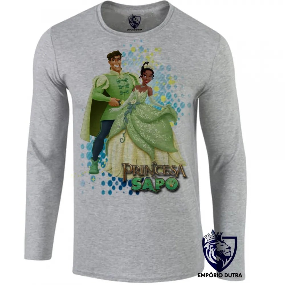 Camiseta manga longa Infantil ou Adulto Princesa e o Sapo Príncipe